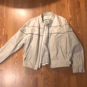 Wilson’s Leather Men’s Moto Jacket, Off White L
